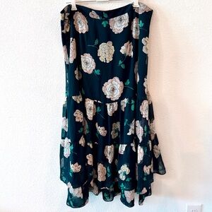 LOFT Outlet Navy and Teal Floral Skirt